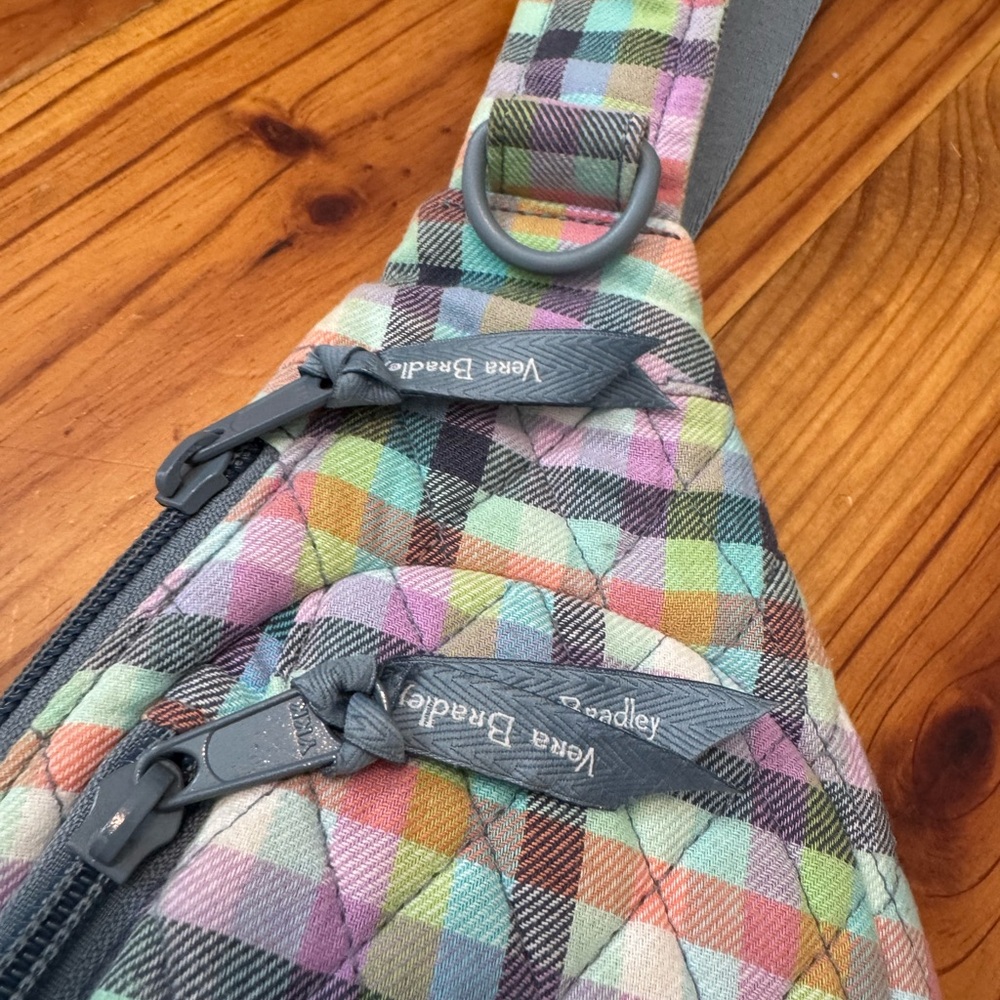 Vera Bradley GINGHAM PLAID Essential Compact 13" Cotton Sling Backpack - Picture 2 of 9